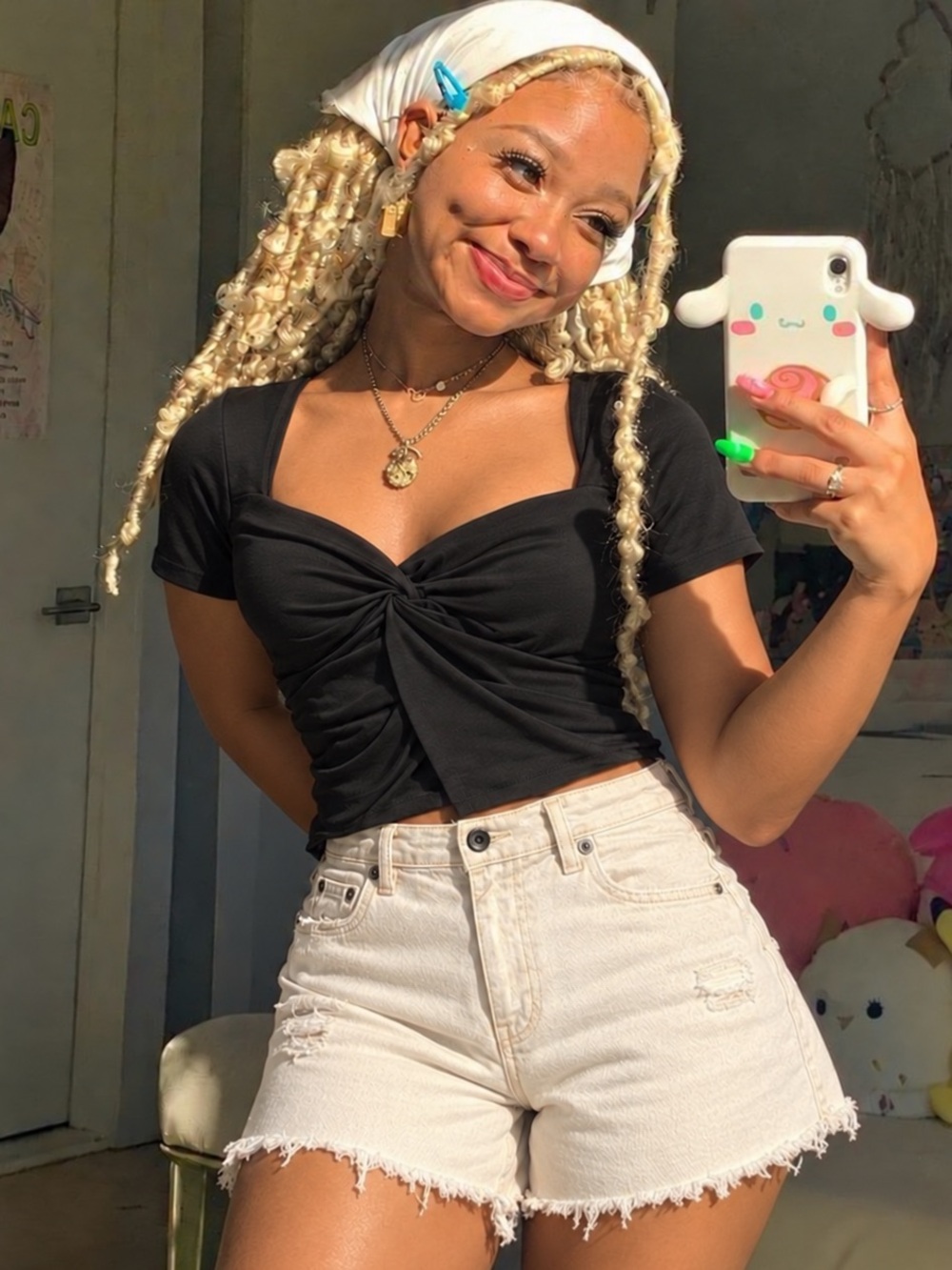 Black Twist-Front Short Sleeve Top